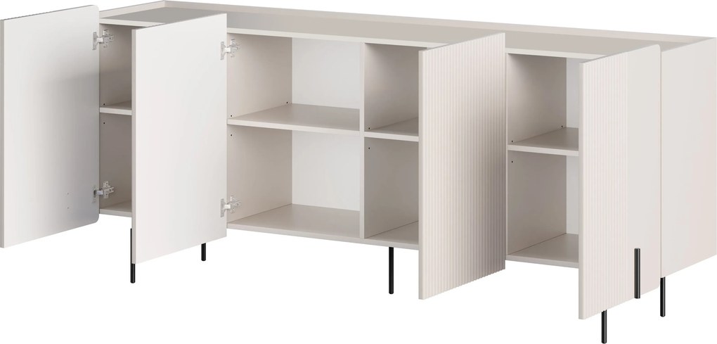 Malmi négyajtós komód 200 cm - kasmír / fekete lábak