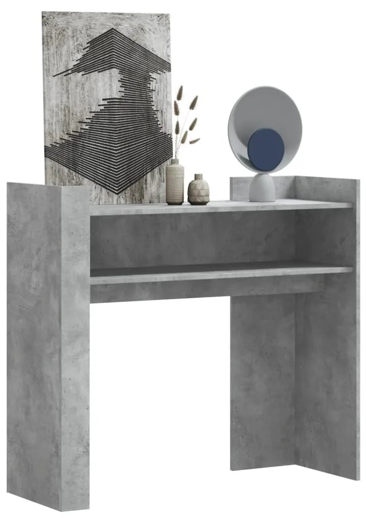 betonszürke szerelt fa tálalóasztal 100x35x90 cm