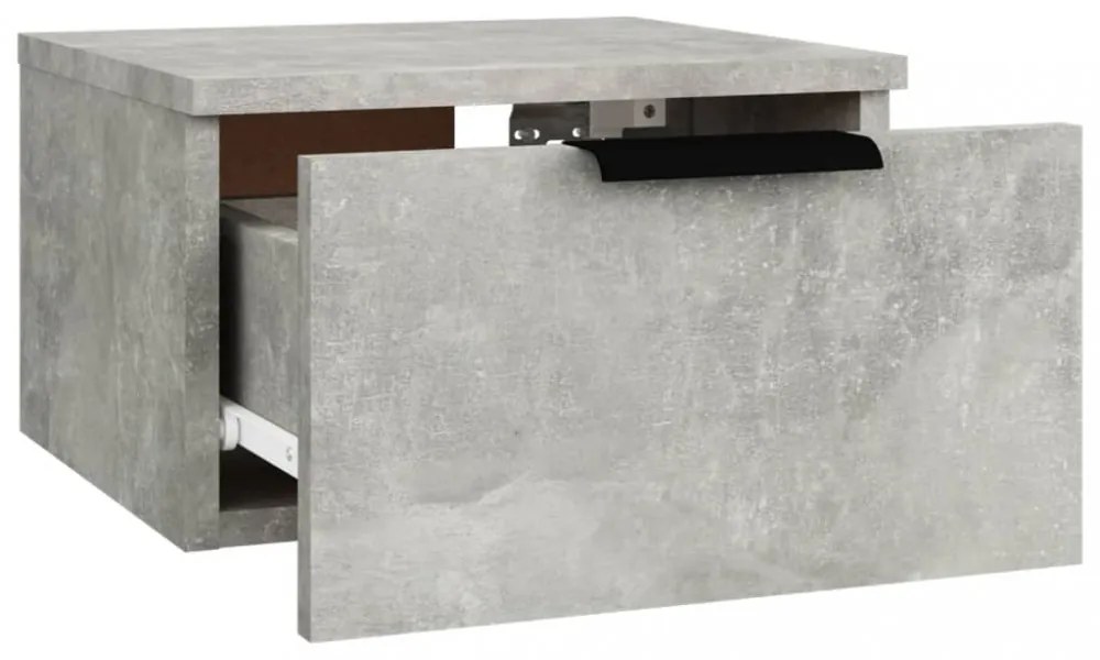 2 db betonszürke falra szerelhető éjjeliszekrény 34x30x20 cm