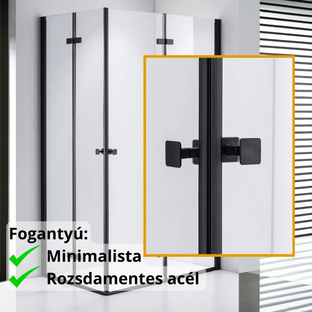 Stuxi Verona Duo Black 100x90 aszimmetrikus két csuklóajtós zuhanykabin 6 mm vízlepergető üveggel, fekete