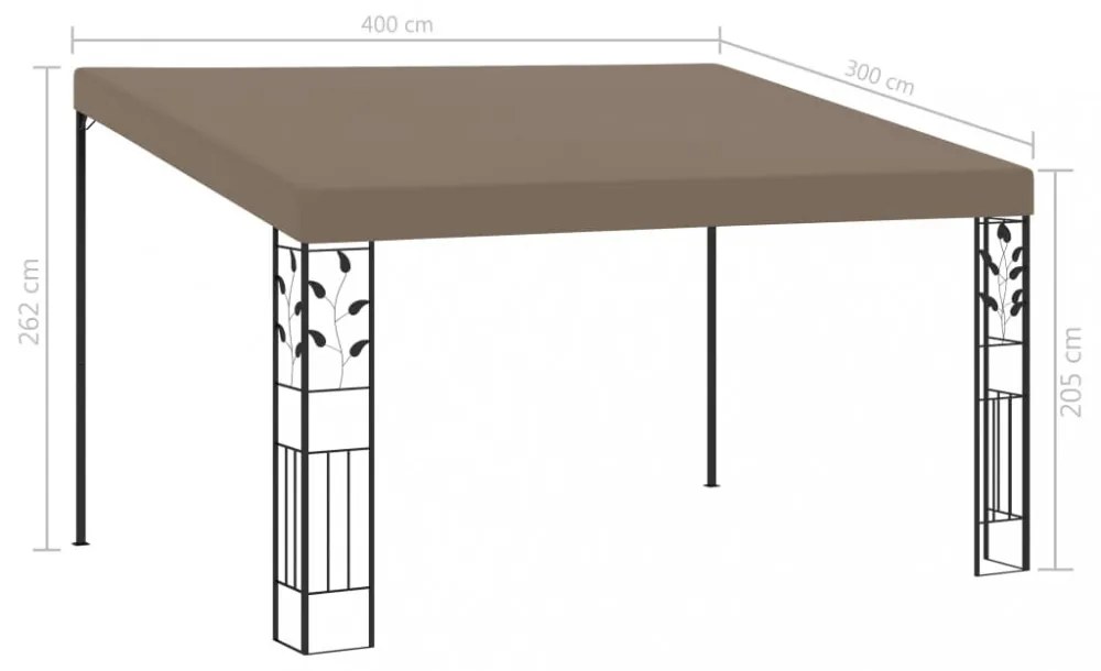 vidaXL tópszínű falra szerelhető pavilon 4 x 3 x 2,5 m