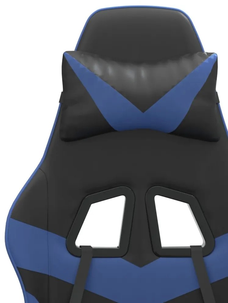 vidaXL fekete és kék műbőr forgó játékszék lábtartóval