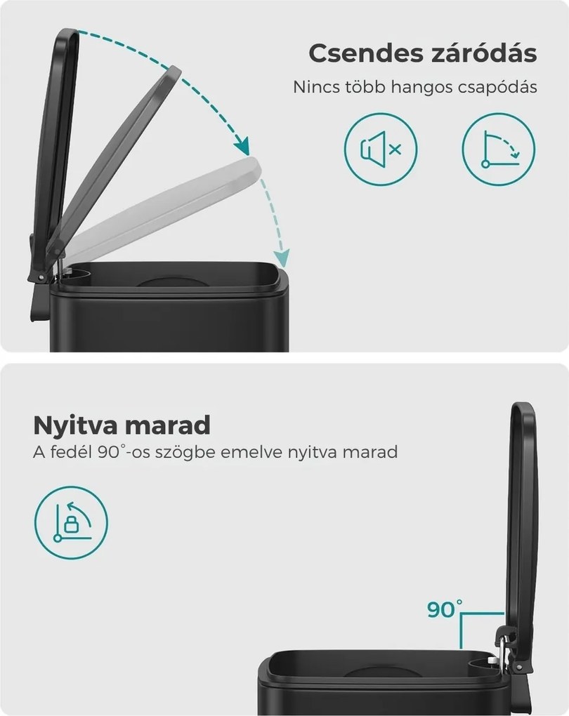 NORD fürdőszobai szemetes, 6 l, fekete SongmicsHome