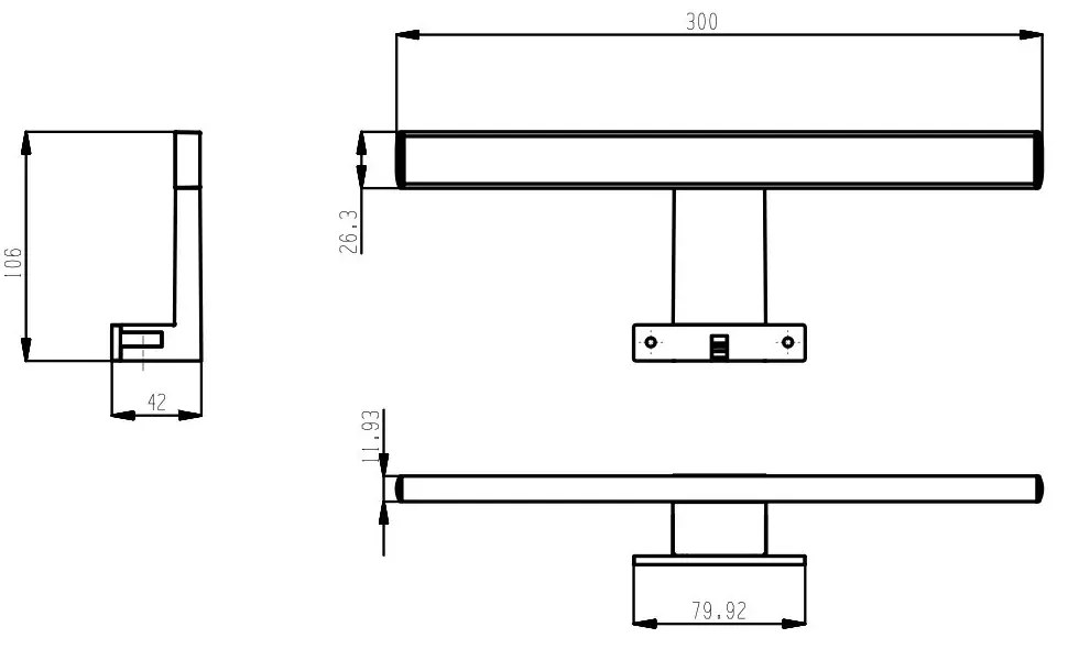 Fürdőszobai tükörvilágító LED lámpa - 230 V - 4,5 W - hidegfehér - 30 cm