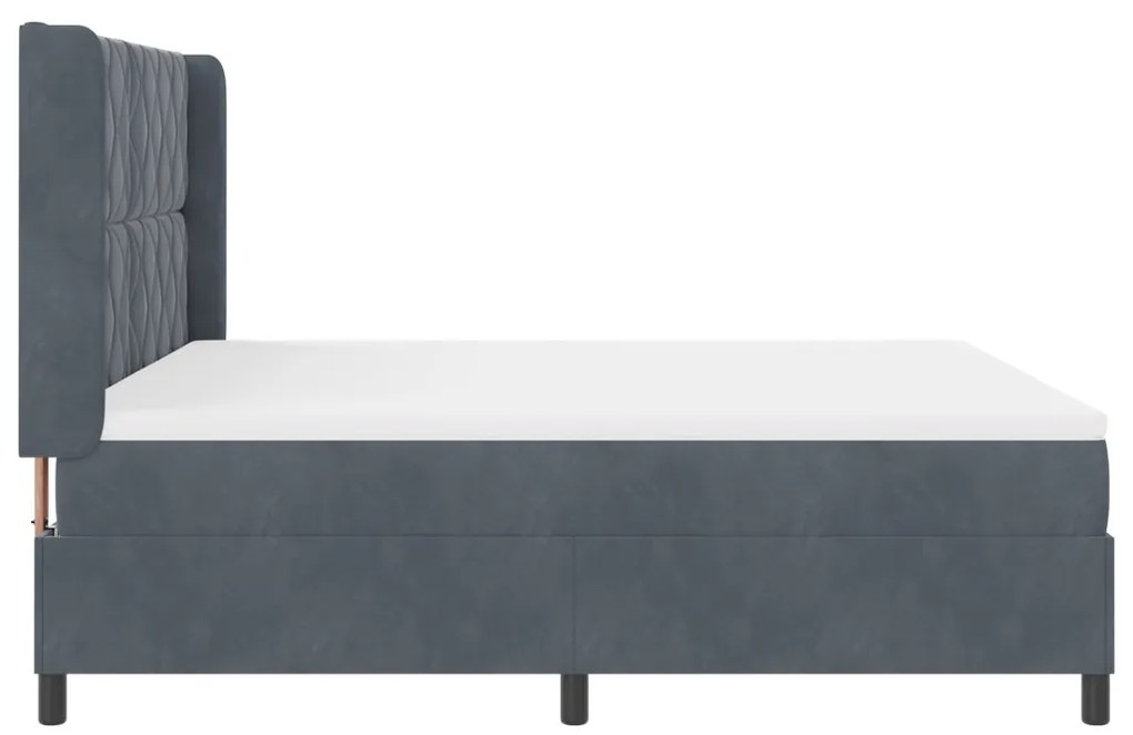 Boxspring Ágy Matrac Kép sötétszürke 180x200 cm bársony
