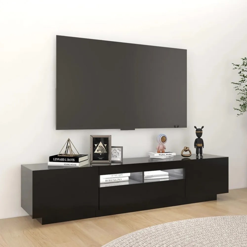 fekete TV-szekrény LED-lámpákkal 180 x 35 x 40 cm