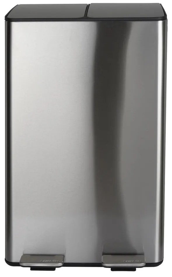 Matt ezüstszínű acél szelektív pedálos szemetes 2x30 l Aliya – Spirella