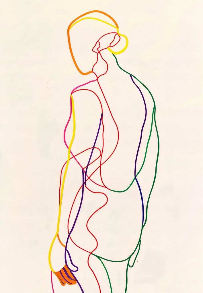 Poszter 68x98cm Szivárványos körvonal