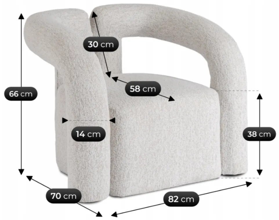 Designer Fotel Szürke Bouclé Kárpittal. BRAZIL