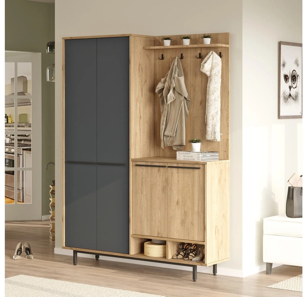 Előszoba fal Opuntia 1 (tölgy + antracit) . Akció -25%. 1102434