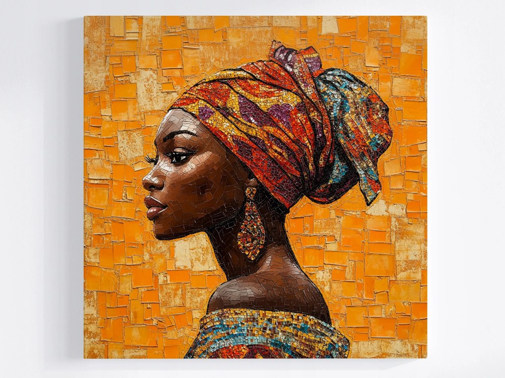 Vászonkép Canvas Portré Profil Nő Afrikai Mozaik 80x80