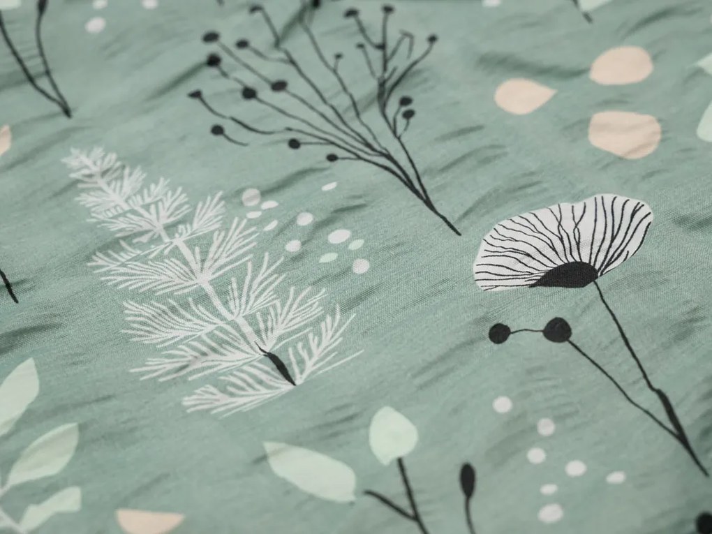 Krepp ágynemű WILD FLOWERS mentás Ágyneműhuzat mérete: 70 x 90 cm | 140 x 200 cm