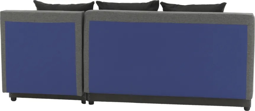 Sarokülőgarnitúra, J allású, ágyfunkcióval, szövet szürke/ párnák fekete, MEXX