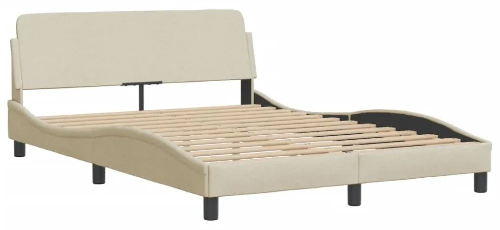 krémszínű szövet ágykeret LED-ekkel matrac nélkül Hvar 120x200 cm