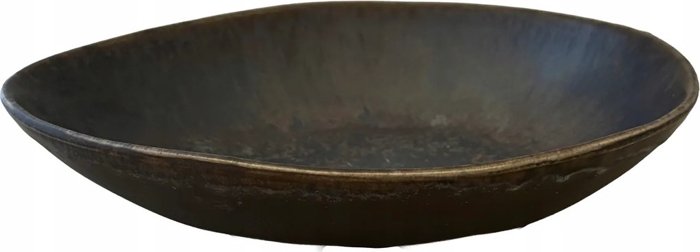 Snack Tál Felvágott tojás Mély barna ovális kerámia 24cm