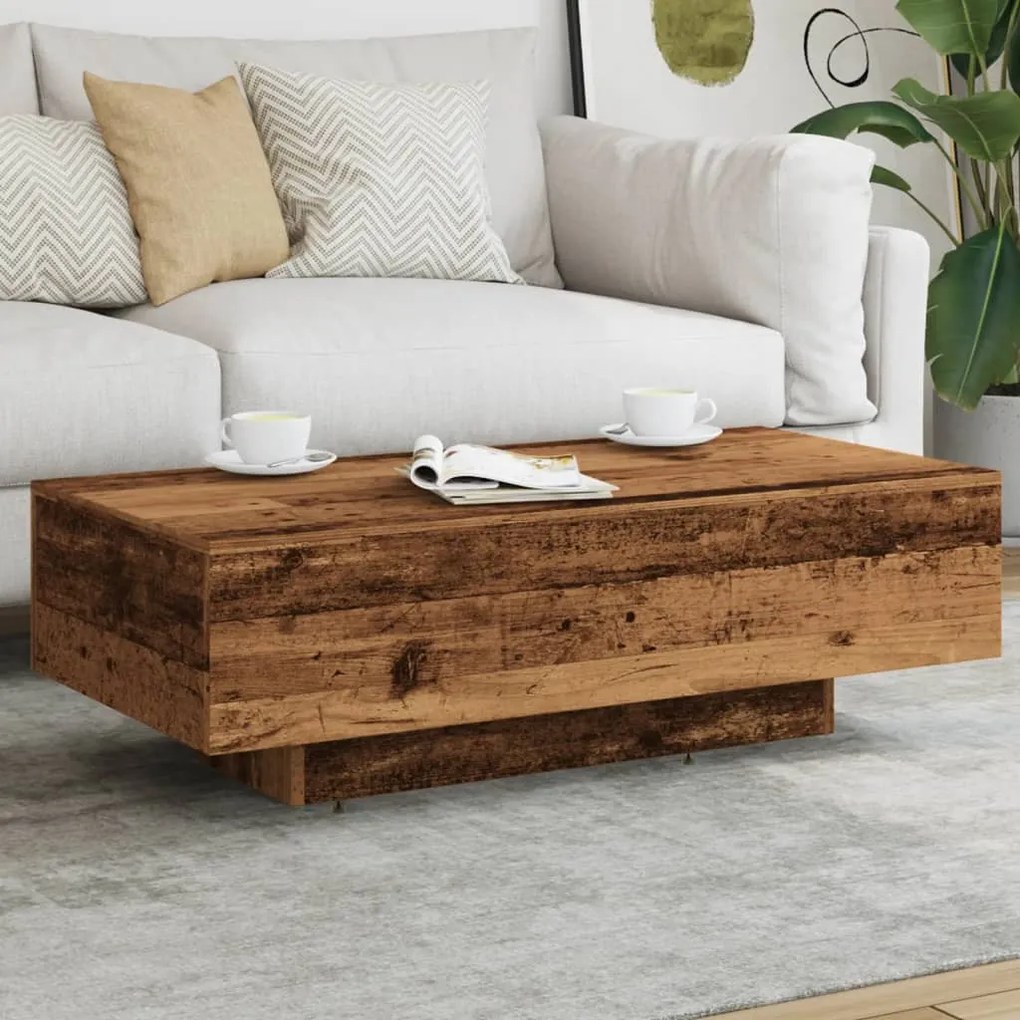 antik fa színű szerelt fa dohányzóasztal 100x49,5x31 cm