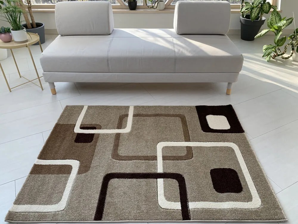 Karizma Bézs-barna koczkás 84 (Beige) szőnyeg 60x110