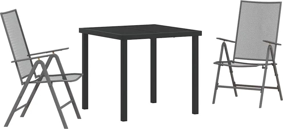 vidaXL Kert étkező szett 3 pcs Antracit Porszórt acél