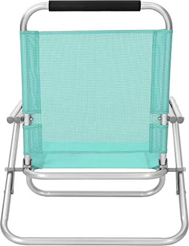 Hordozható strandszék 4 pozícióban dönthető háttámlával, összecsukható, légáteresztő és kényelmes szövet, zöld