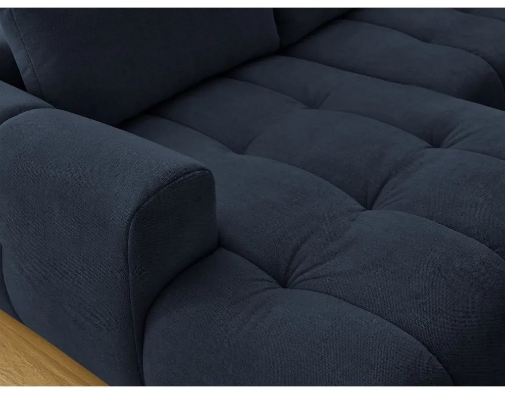 Sötétkék kinyitható-tárolóhelyes sarokkanapé (jobb oldali-U alakú) Fuji – Bobochic Paris