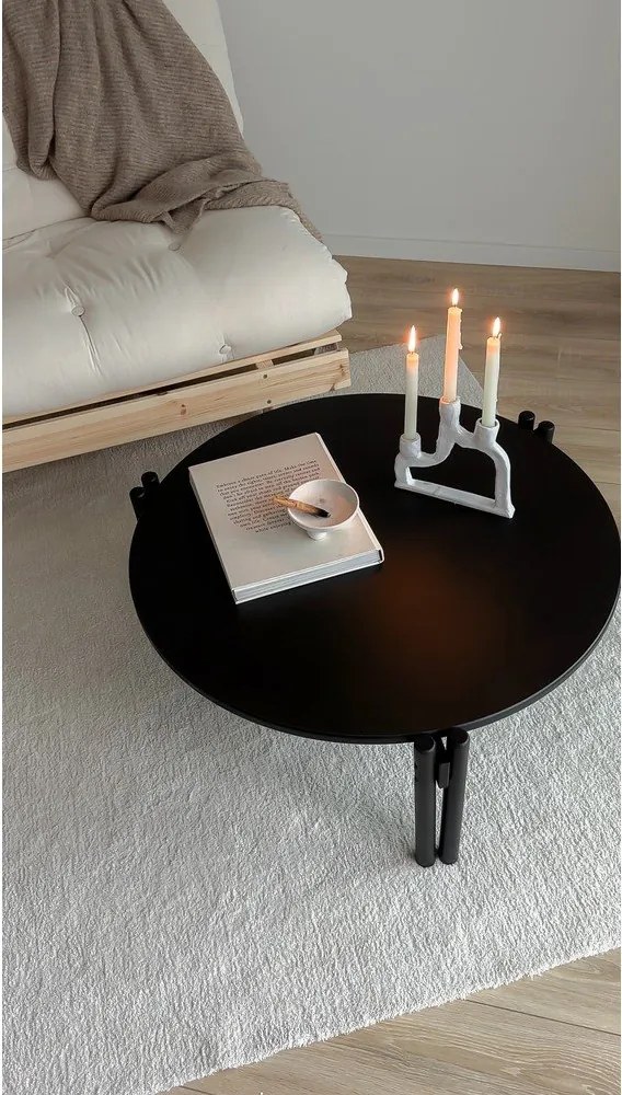 Fekete borovi fenyő kerek dohányzóasztal ø 80 cm Sticks – Karup Design