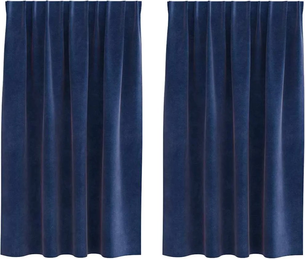 vidaXL Sötétítő függönyök 2 pcs Sötét kék 140 x 140 cm Bársony