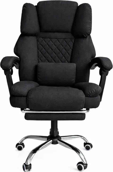 Ergonómikus irodai szék lábtartóval és masszázzsal - fekete szövet