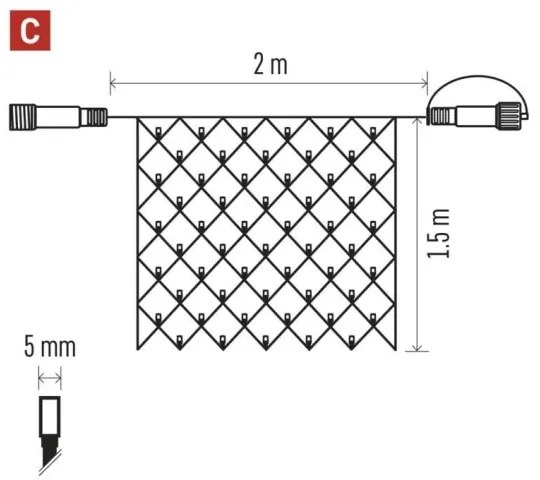 LED Karácsonyi kültéri lánc 160xLED/2x1,5m IP44 hideg fehér