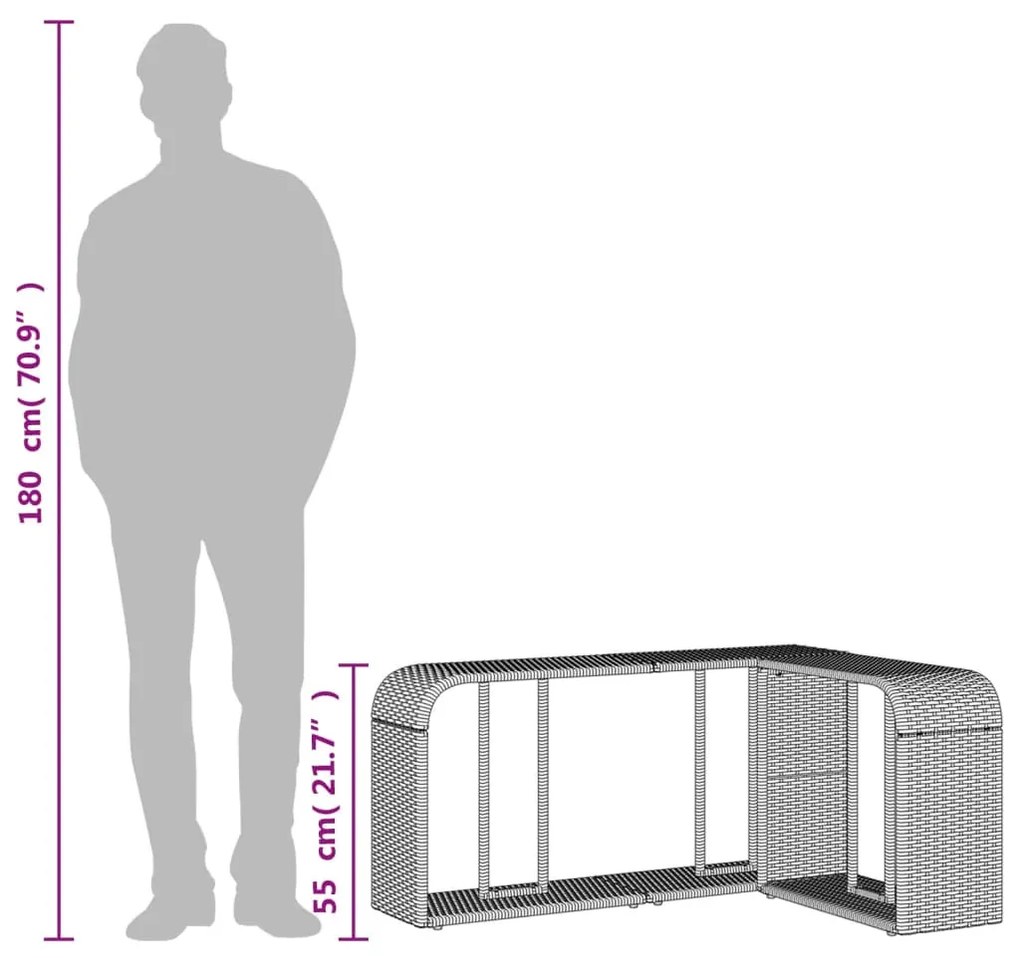 2 db fekete polyrattan tárolópolc