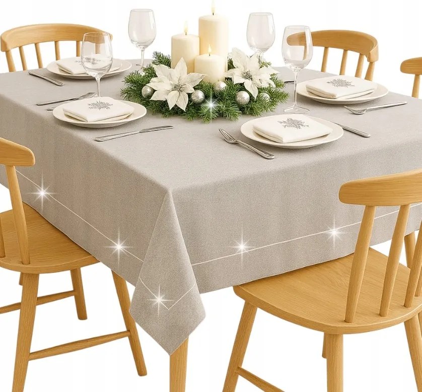 Abrosz nagy asztalra szürke klasszikus Karácsony elegáns ezüst 150x300