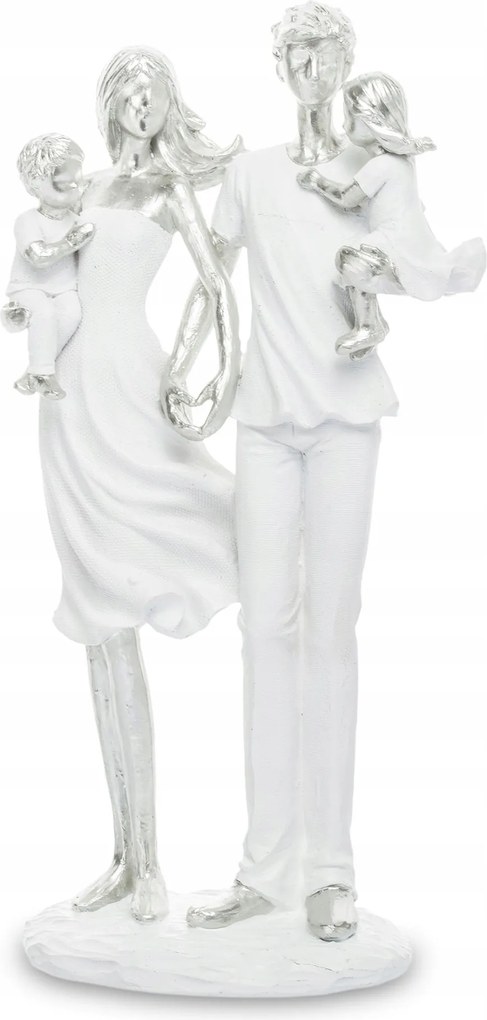 Figura család gyerek figura anya apa lánya fiú fehér ezüst dekoráció