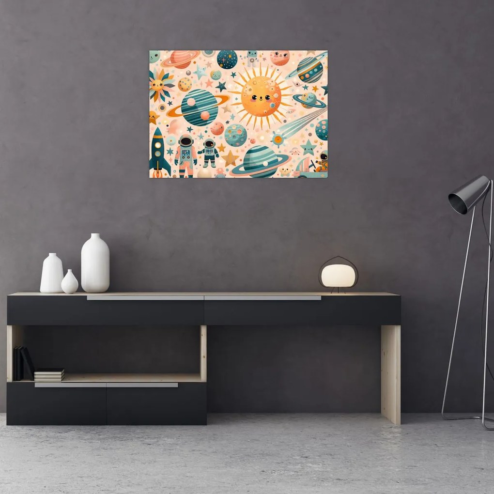 Üveg kép - Darabok az űrből (70x50 cm)