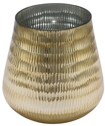 Aranyszínű üveg mécsestartó, 10x10x11cm