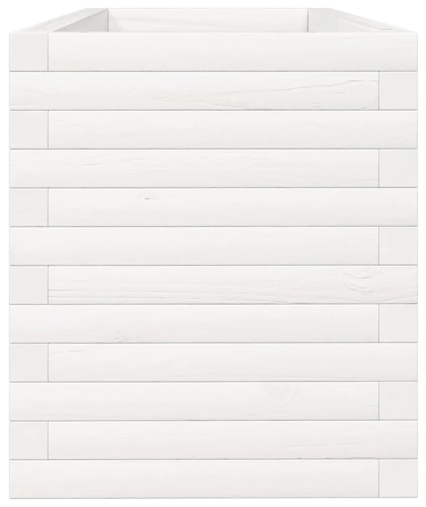 fehér tömör fenyőfa kerti virágláda 110 x 40 x 45,5 cm