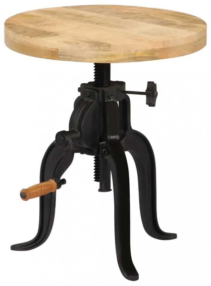 tömör mangófa és öntöttvas kisasztal 45 x (45-62) cm