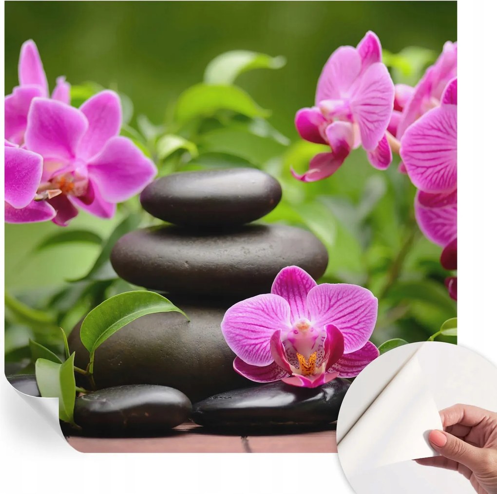 Öntapadós fotótapéta Falra 3D Loft Orchideák kövek 250x250 cm