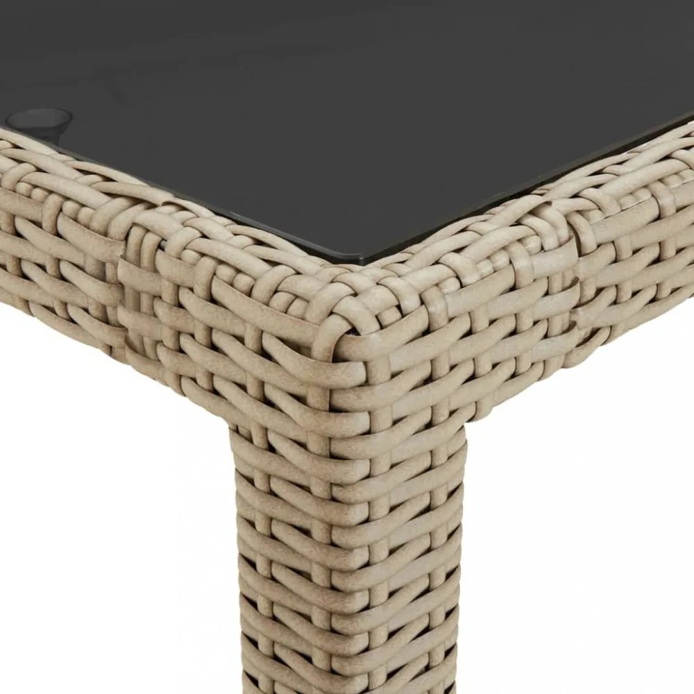 bézs polyrattan és edzett üveg kerti asztal 250 x 100 x 75 cm