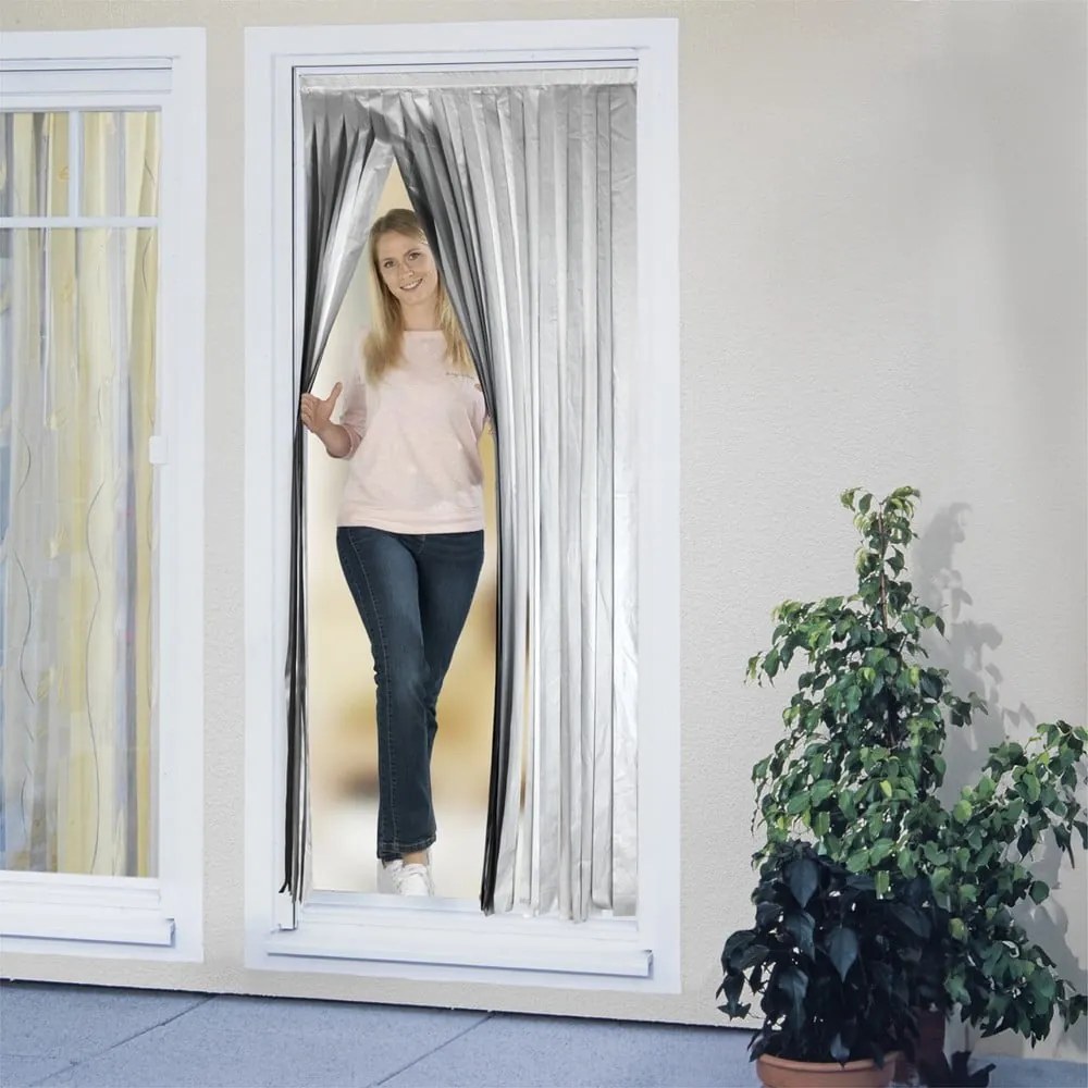 Fekete-ezüstszínű termo függöny ajtóra 90x200 cm – Maximex