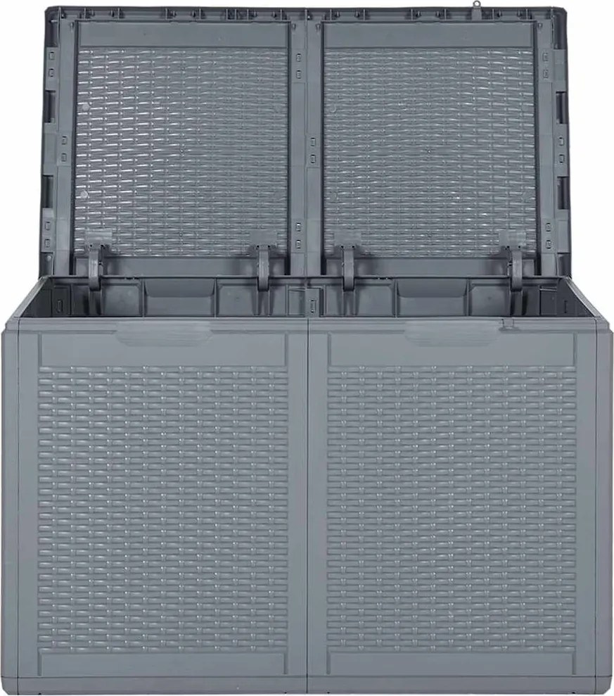 vidaXL szürke PP rattan kerti tárolóláda 180 L
