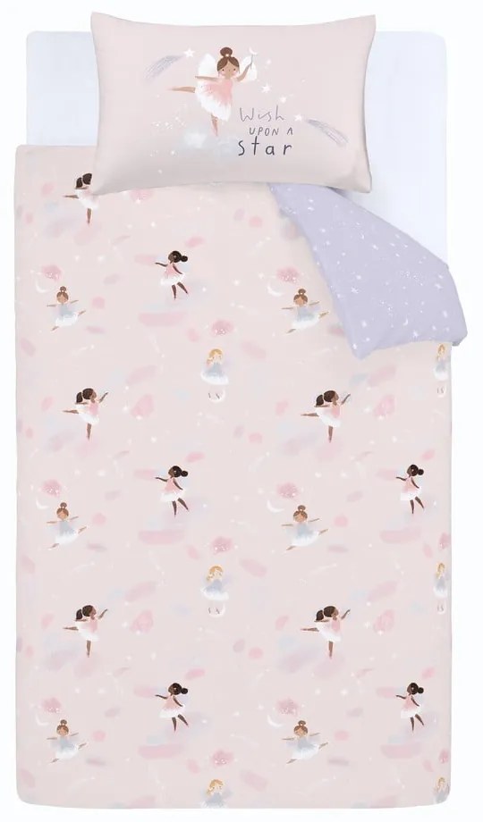 Rózsaszín-lila kétszemélyes gyerek ágyneműhuzat 200x200 cm Dancing Fairies – Catherine Lansfield