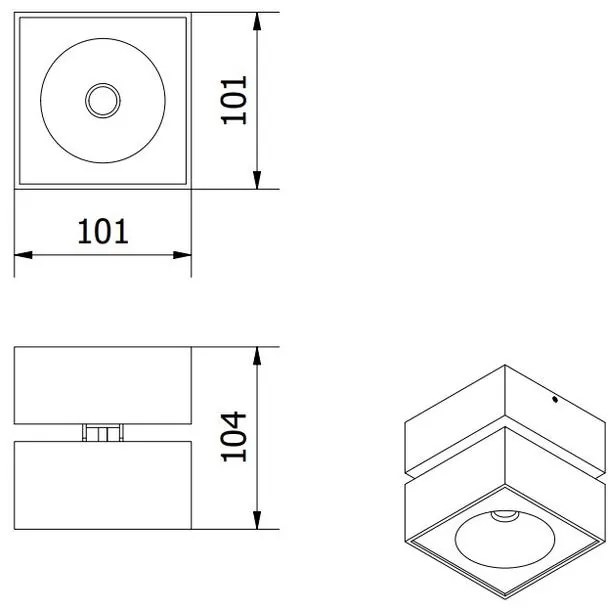 Lámpa Mennyezeti BIANCO 15W 1500lm, AC220-240V, 50/60 Hz, PF>0,5, Ra≥80, IP20, IK06, 36°, 4000K, kocka, fehér