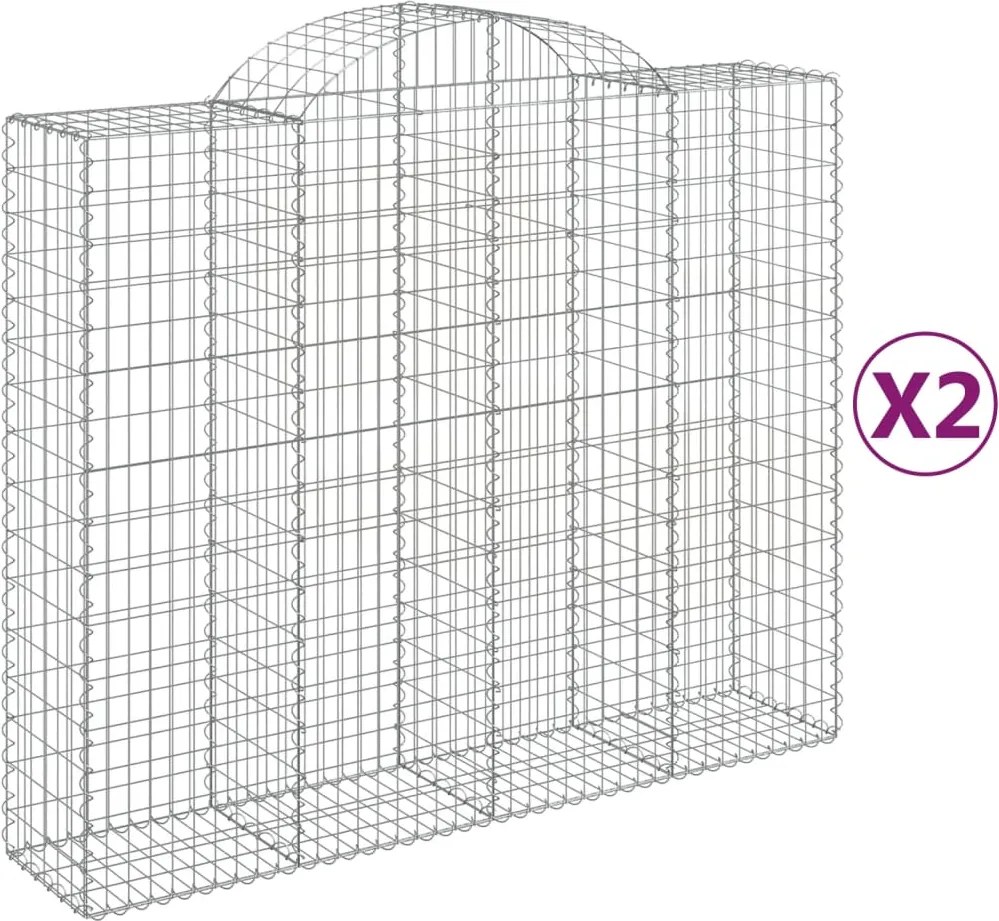 vidaXL 2 db íves horganyzott vas gabion kosár 200x50x160/180 cm