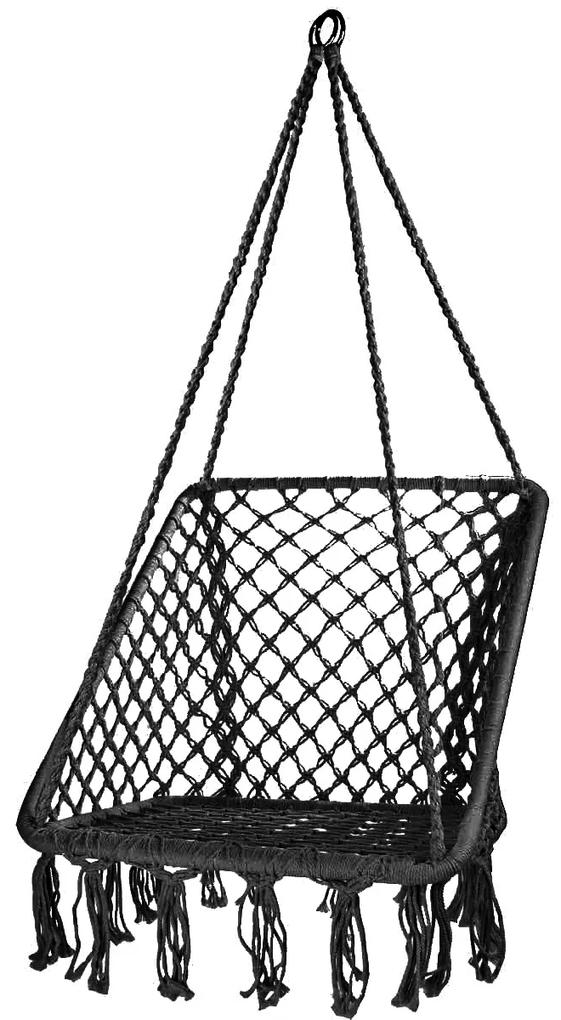 ModernHome Függő szék rojtokkal - fekete, GW-911 FEKETE