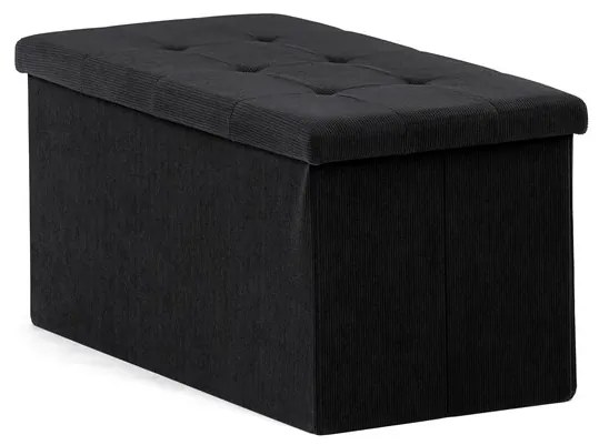 Fekete kordbársony Tárolós Puff. TAB-472 BK6