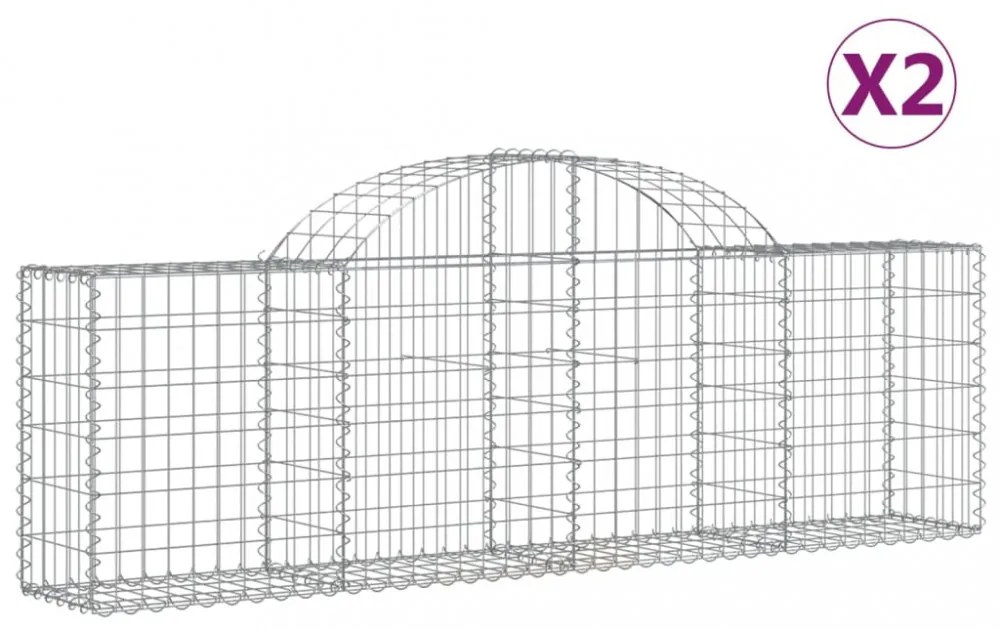 2 db íves horganyzott vas gabion kosár 200x30x60/80 cm