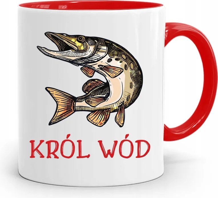 Piros Horgász Bögre Vízkirály Ajándék fényképes nyomtatással