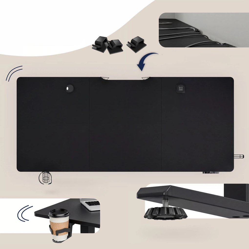 Deuba Magasságban állítható asztal 140x60x117cm - fekete