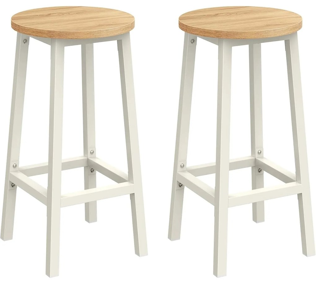 Bárszék szett, 2 db-os, konyhai bárszék,bézs és fehér tölgy színben