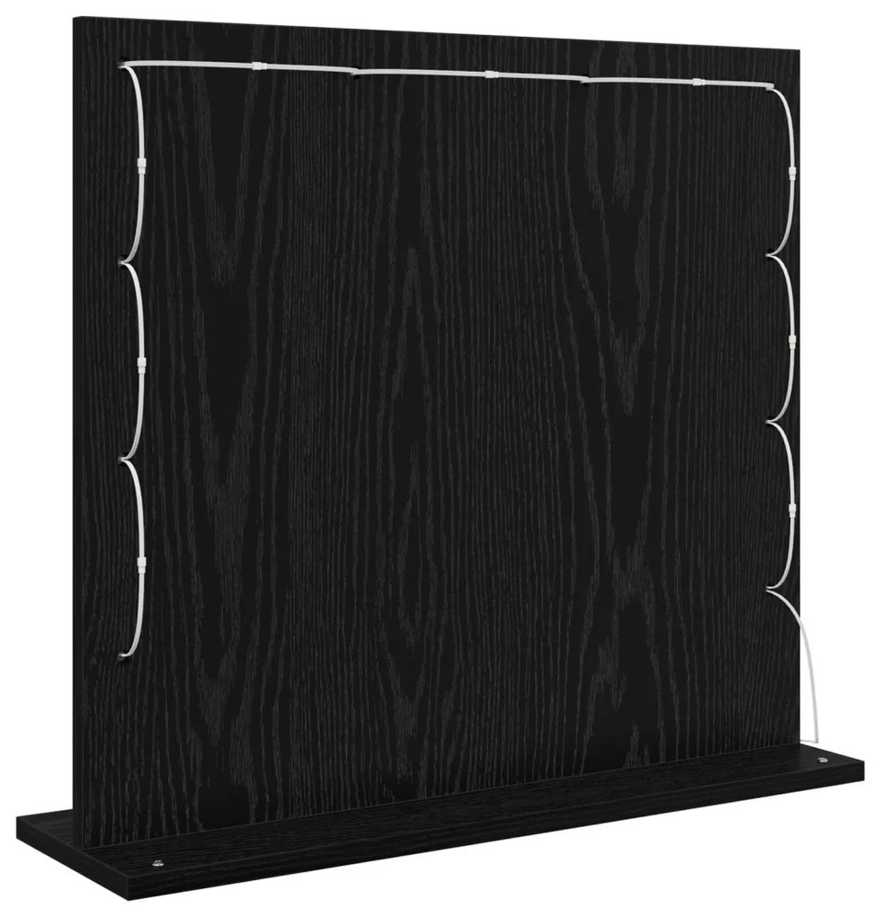 LED világítással rendelkező sminktükör fekete tölgy 60x55x18 cm