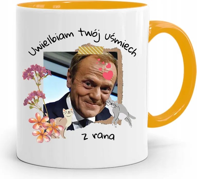 Donald Tusk Sárga Bögre Platform Ajándék fényképes nyomtatással